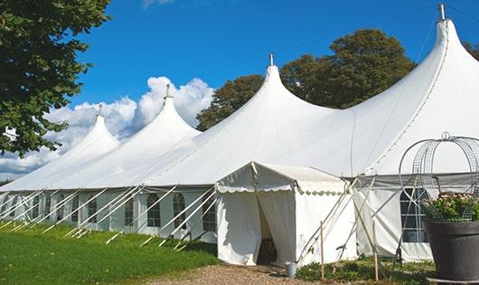 portable restrooms arranged for a event, providing quick and easy access for attendees in Atherton